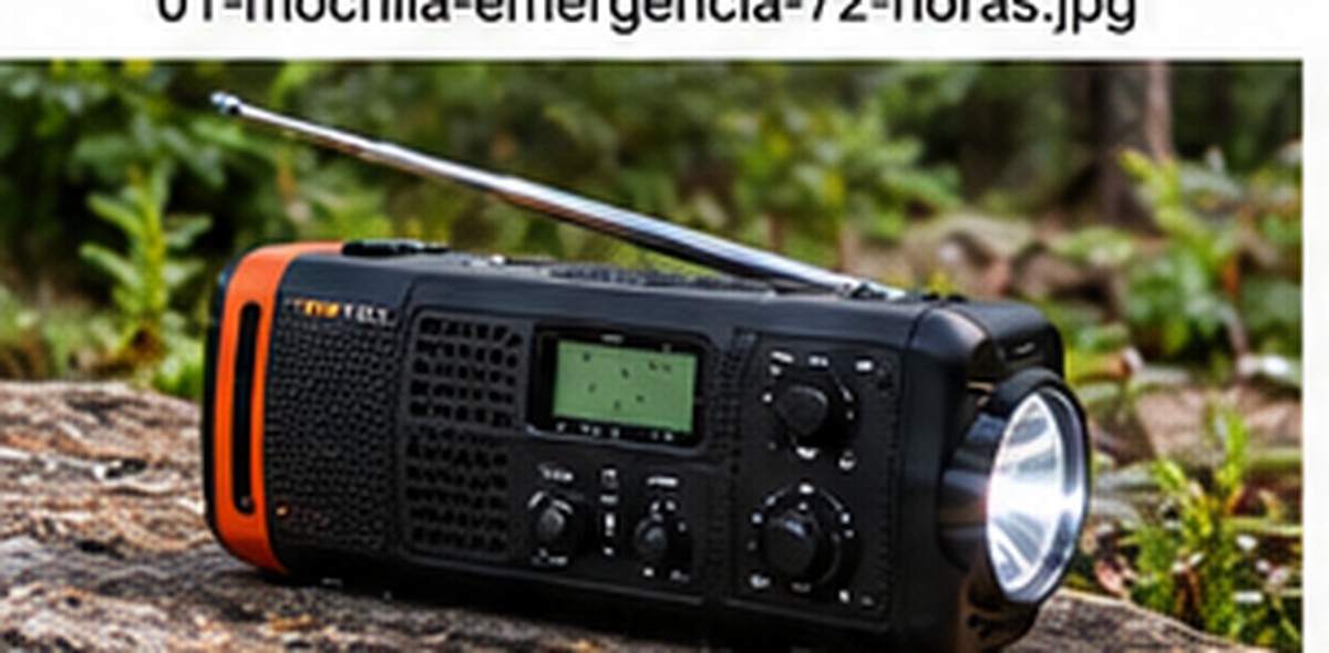 Radio portátil con linterna. Imagen ilustrativa aportada; no identifica un modelo probado.